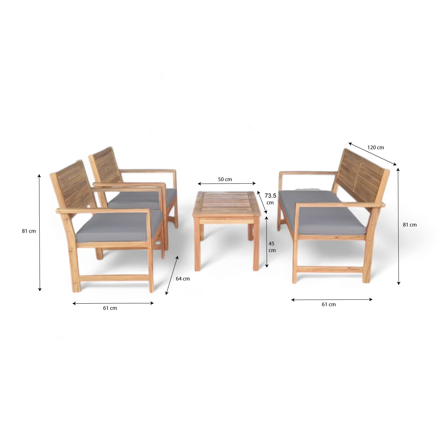 Zdjęcie z naniesionymi wymiarami zestawu otto caffe