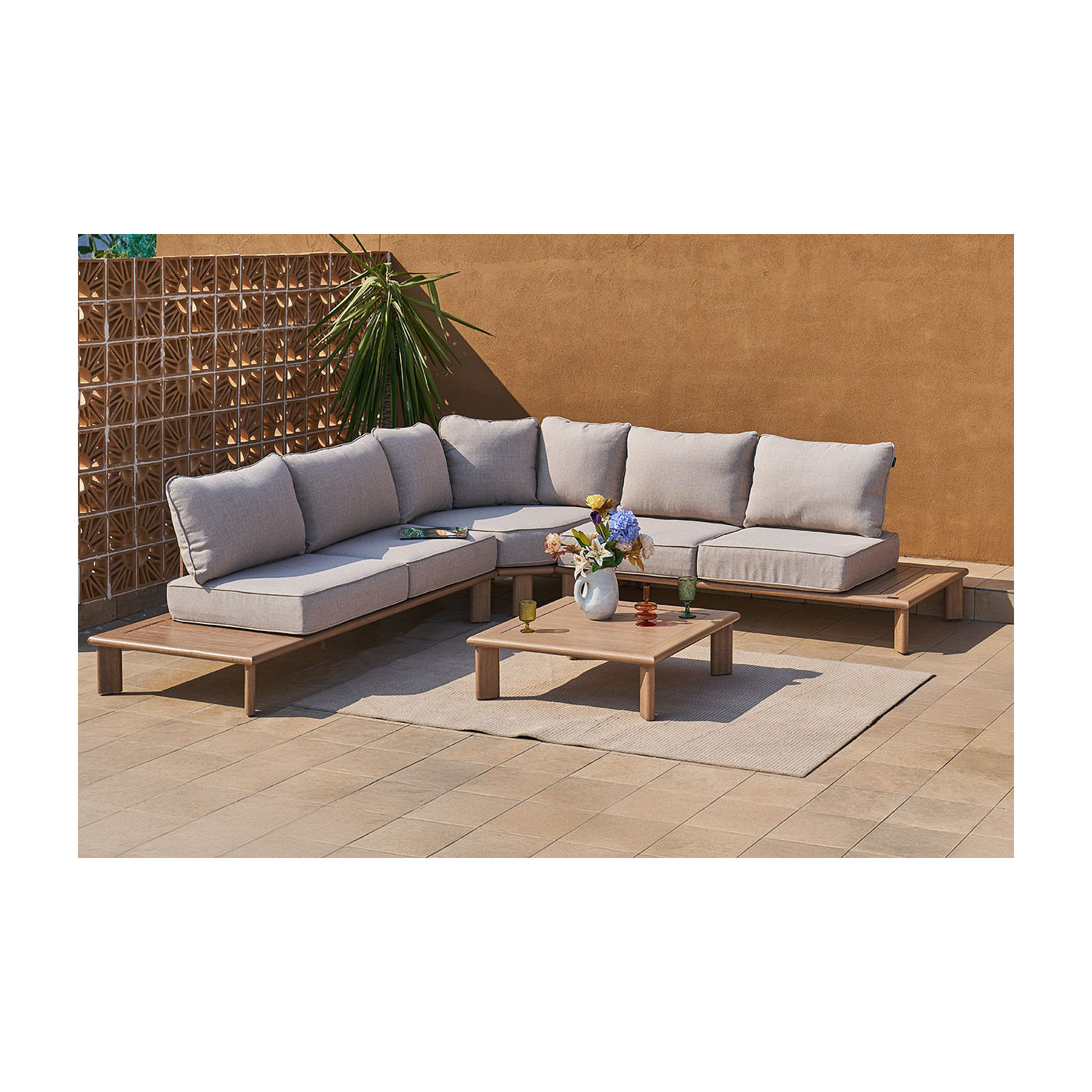 Zestaw narożny typu wood look magellan caffe