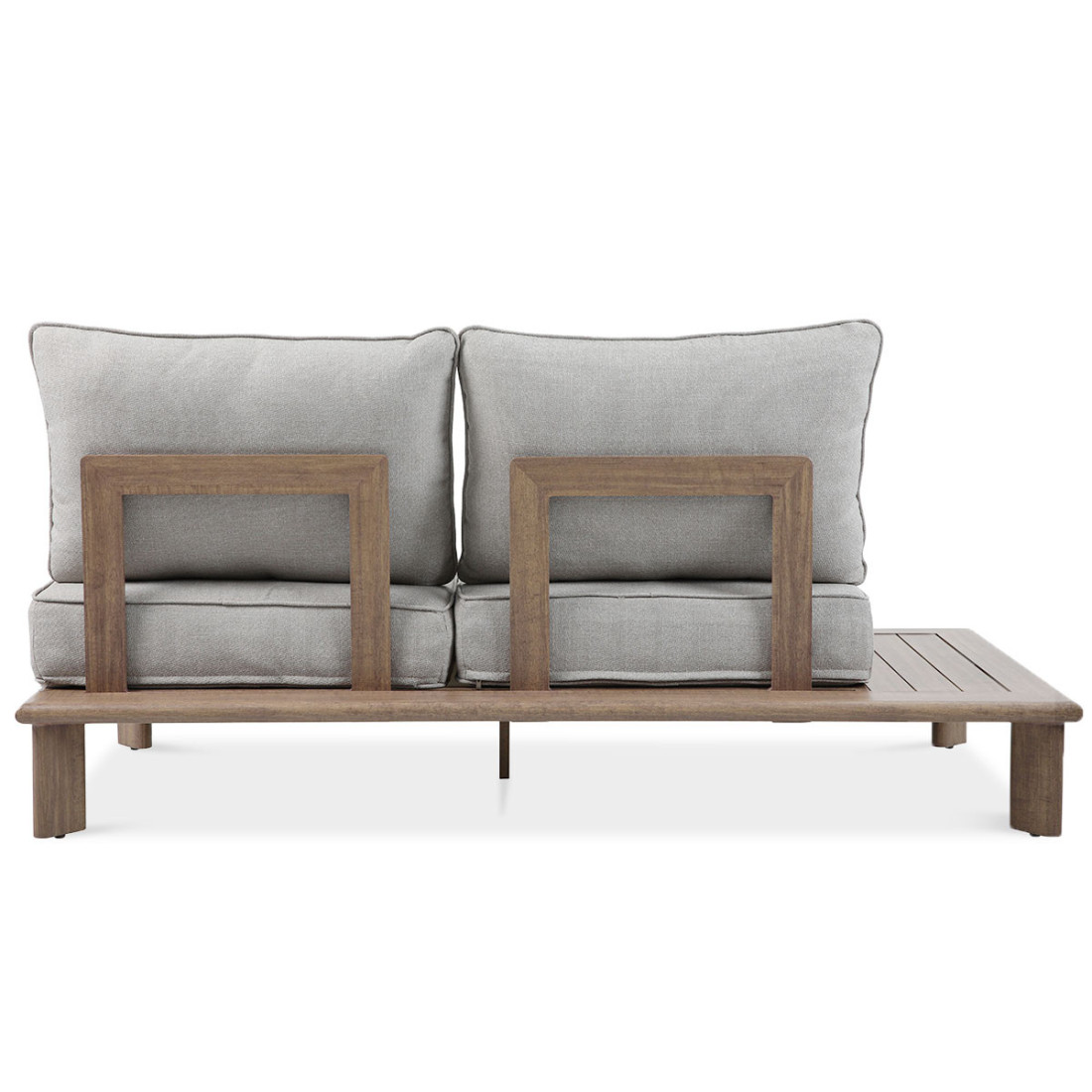 tył dwuosobowej sofy z szarymi poduszkami