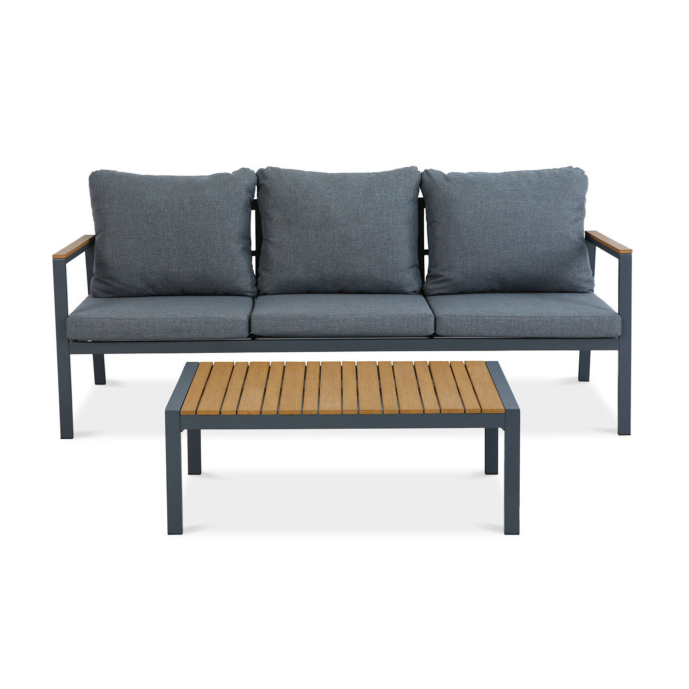 trzyosobowa sofa i stolik kawowy z zestawu edison