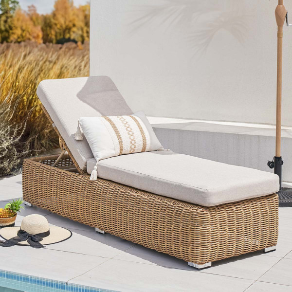 Leżak ogrodowy z poduszką JAKARTA Beige - Furrore