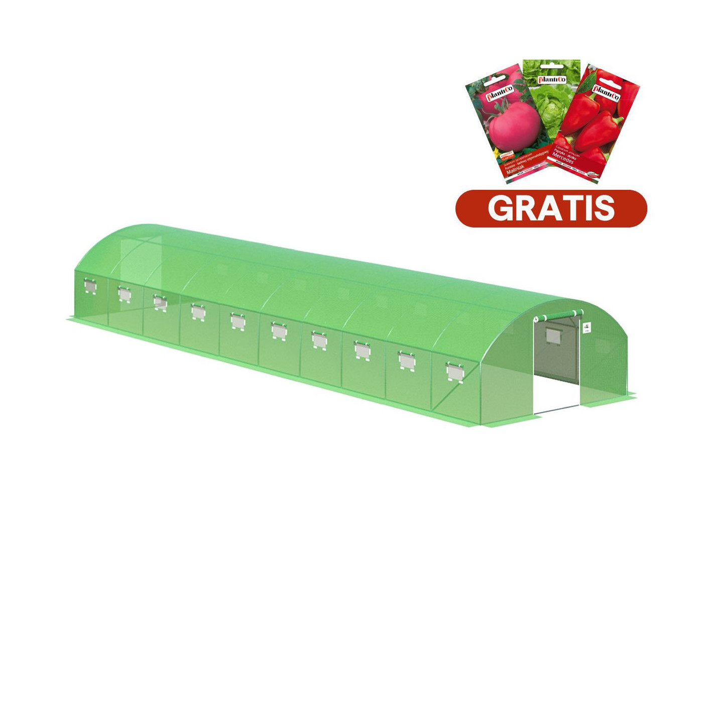 Tunel ogrodowy PODWÓJNE Drzwi 4x10x2 - 40m2 Zielony