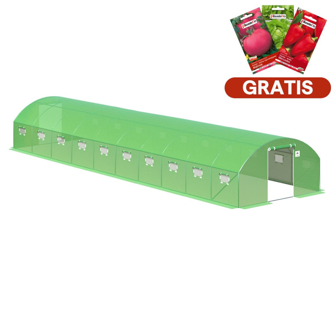 Tunel z podwójnymi drzwiami 4x10x2 - 40m2 Zielony