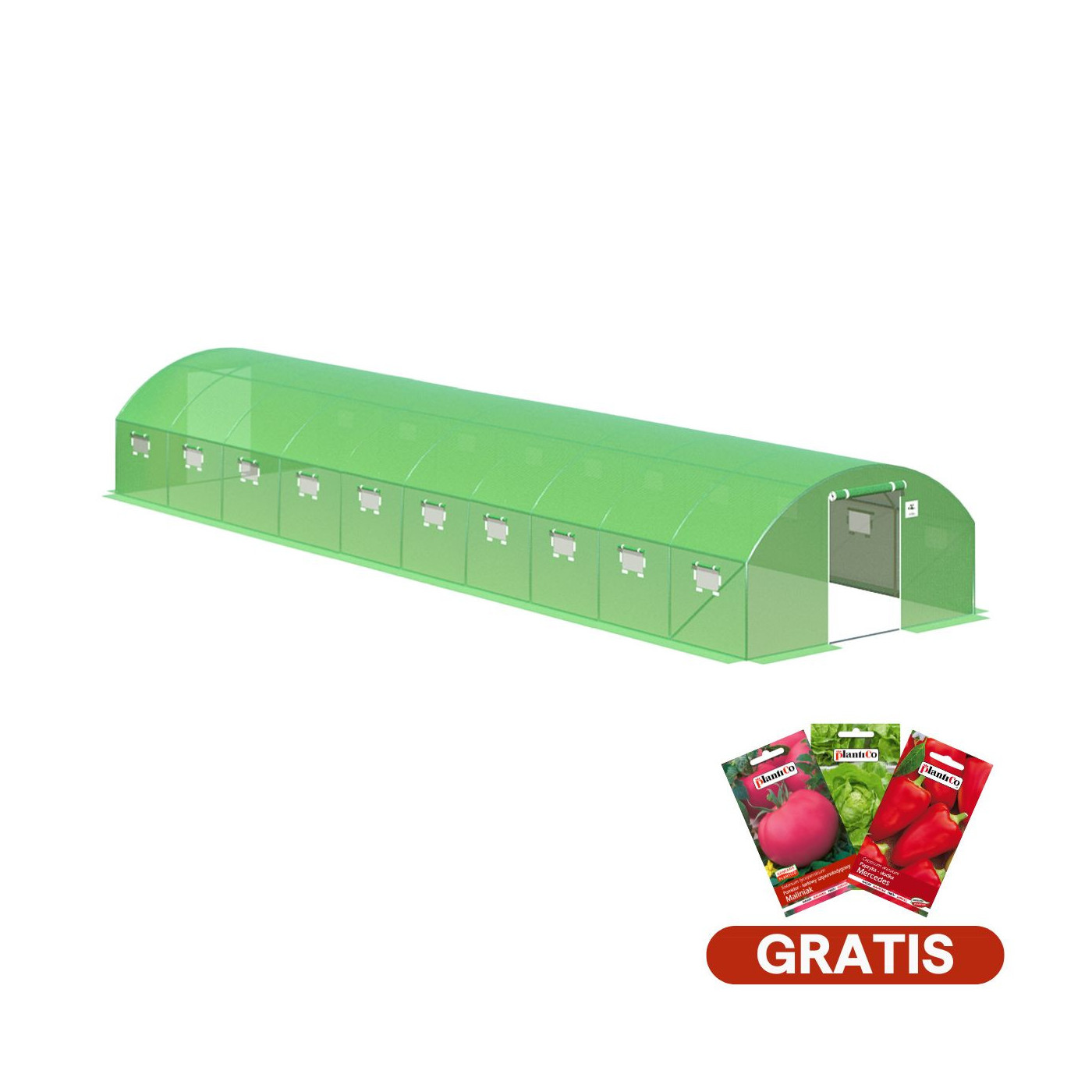 Tunel Cultivo zielony z podwójnymi drzwiami 4x10x2 - 40m2 