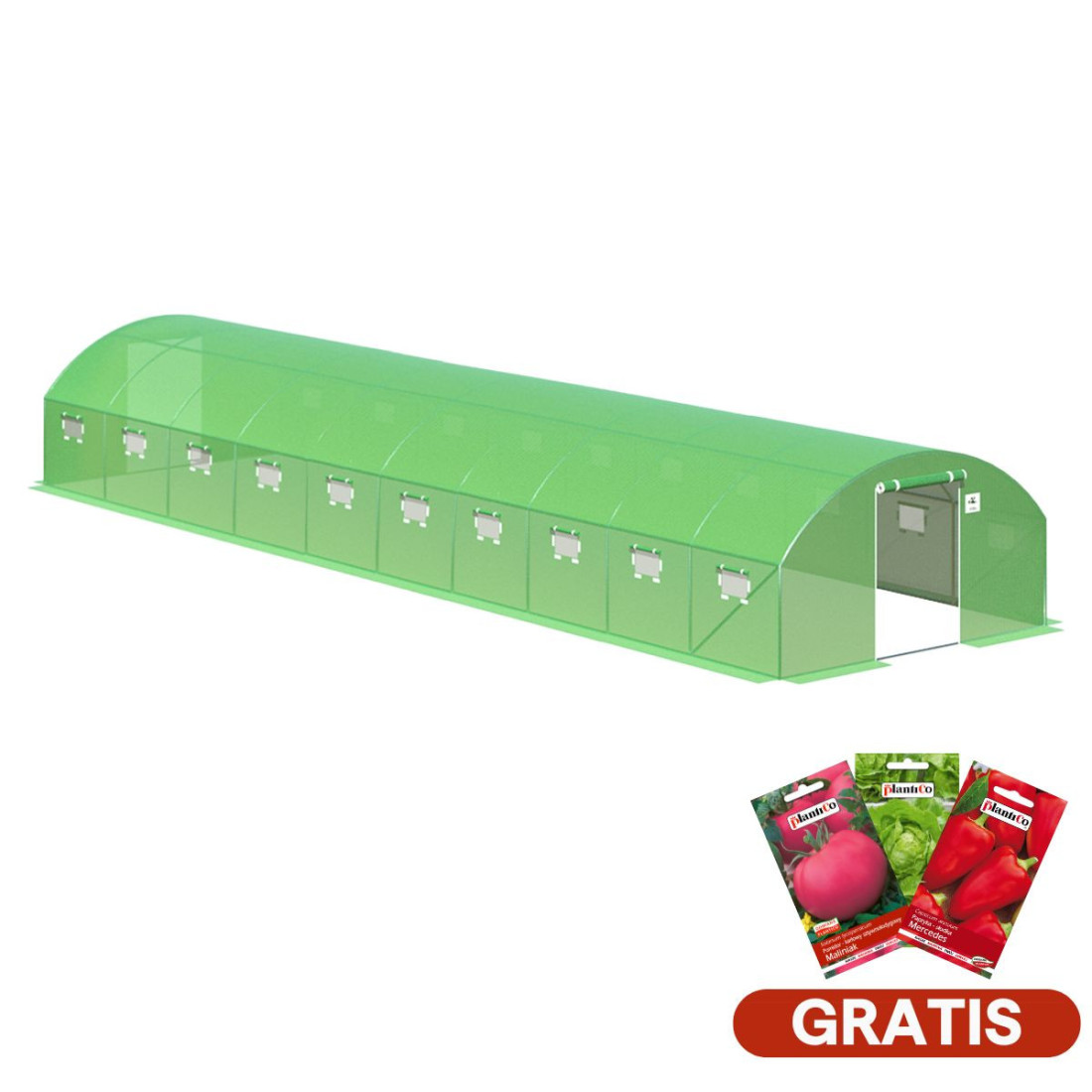 Tunel Cultivo zielony z podwójnymi drzwiami 4x10x2 - 40m2 