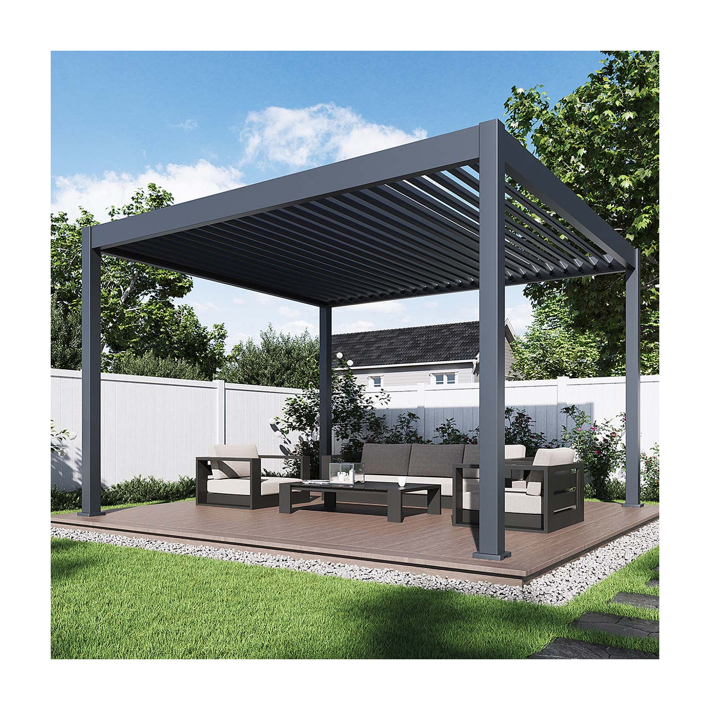 DELUXE AUTOMATIC+LED 3.6x4 PERGOLA TARASOWA ANTHRACITE