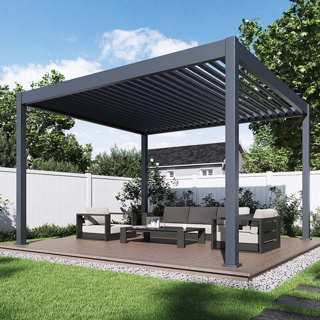 DELUXE AUTOMATIC+LED 3.6x4 PERGOLA TARASOWA ANTHRACITE