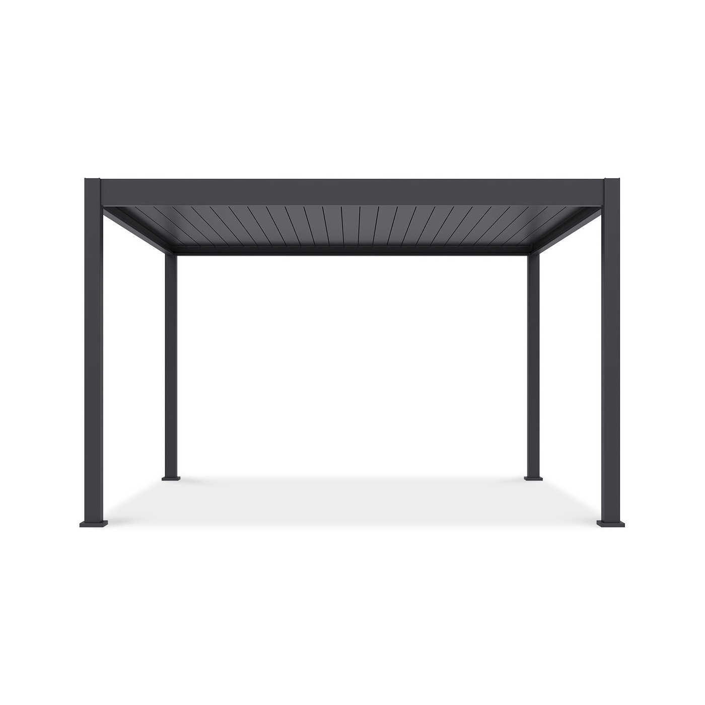 pergola deluxe automatic z zamontowanymi dodatkowymi panelami żaluzjowymi i roletami