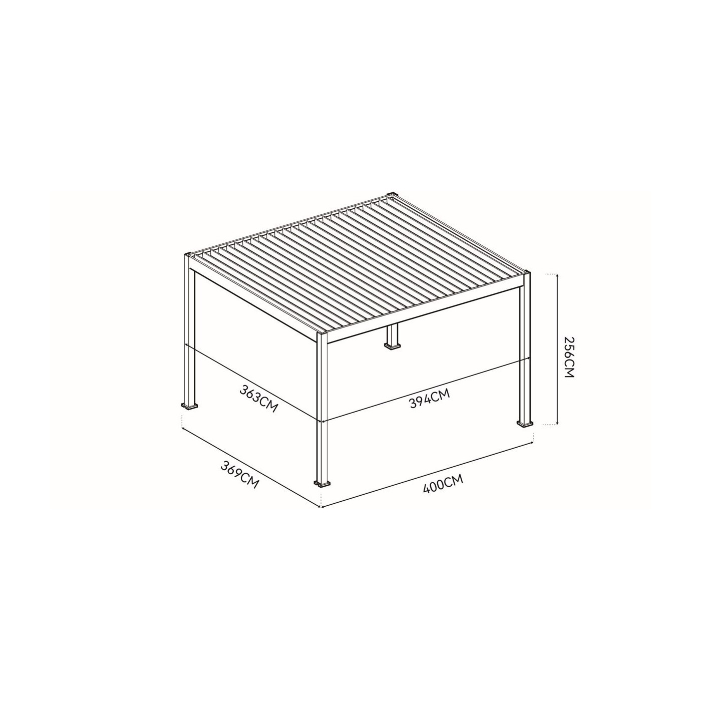 widok z góry na lamele sterowane automatyczne w pergoli deluxe