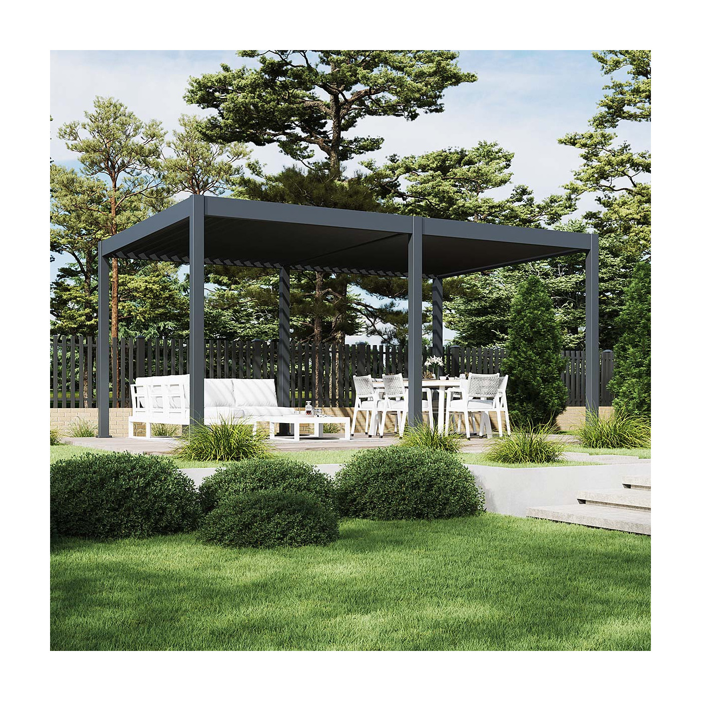 Pergola ogrodowa Deluxe Automatic LED 3,6x5,3 m antracytowa