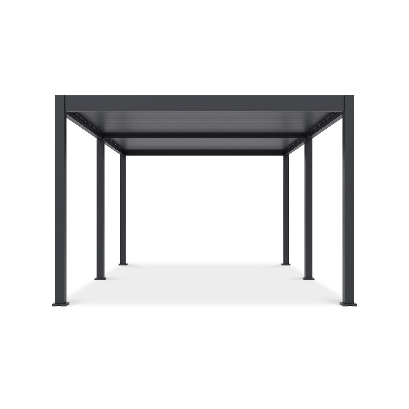 przód pergoli tarasowej deluxe automatic z panelami LED