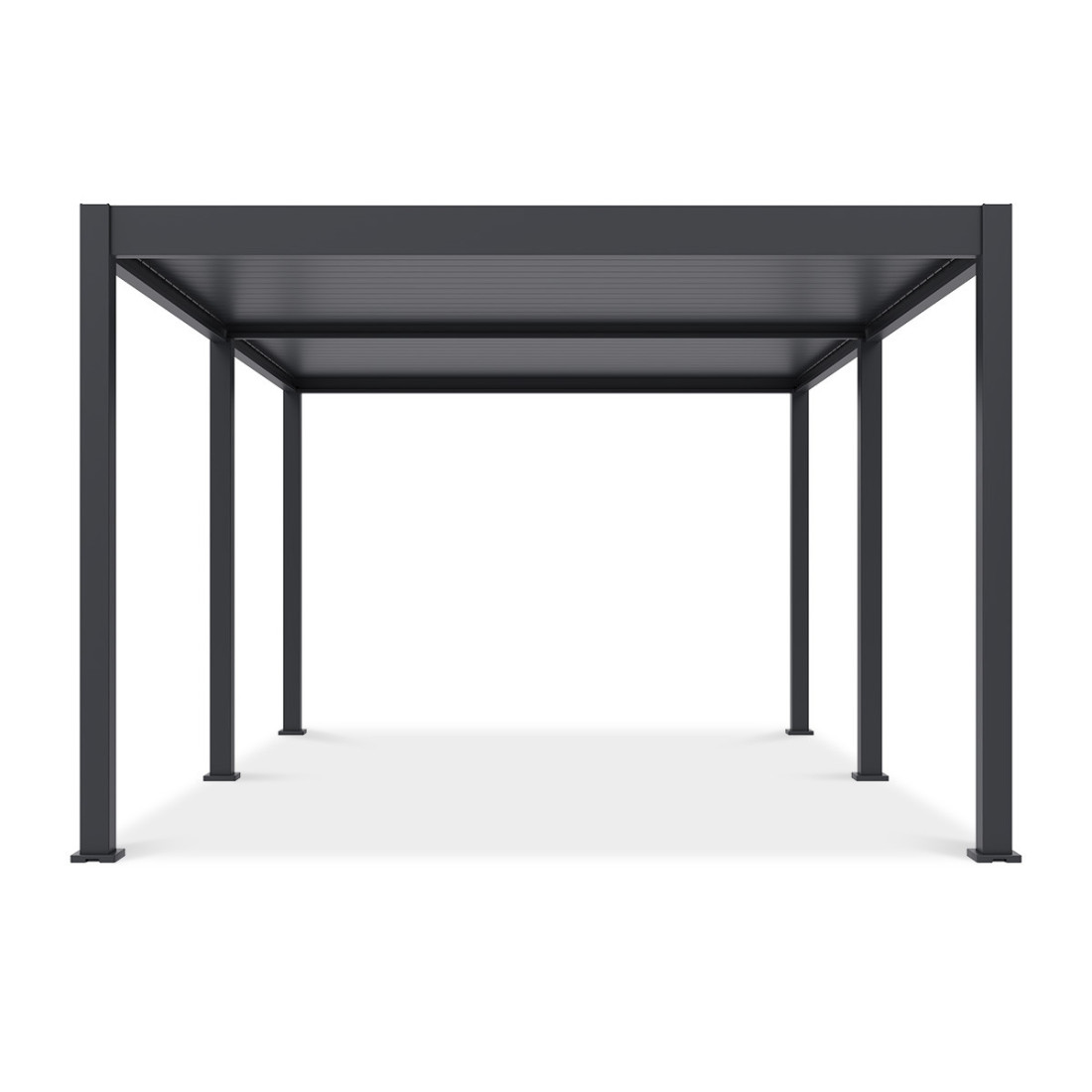 przód pergoli tarasowej deluxe automatic z panelami LED