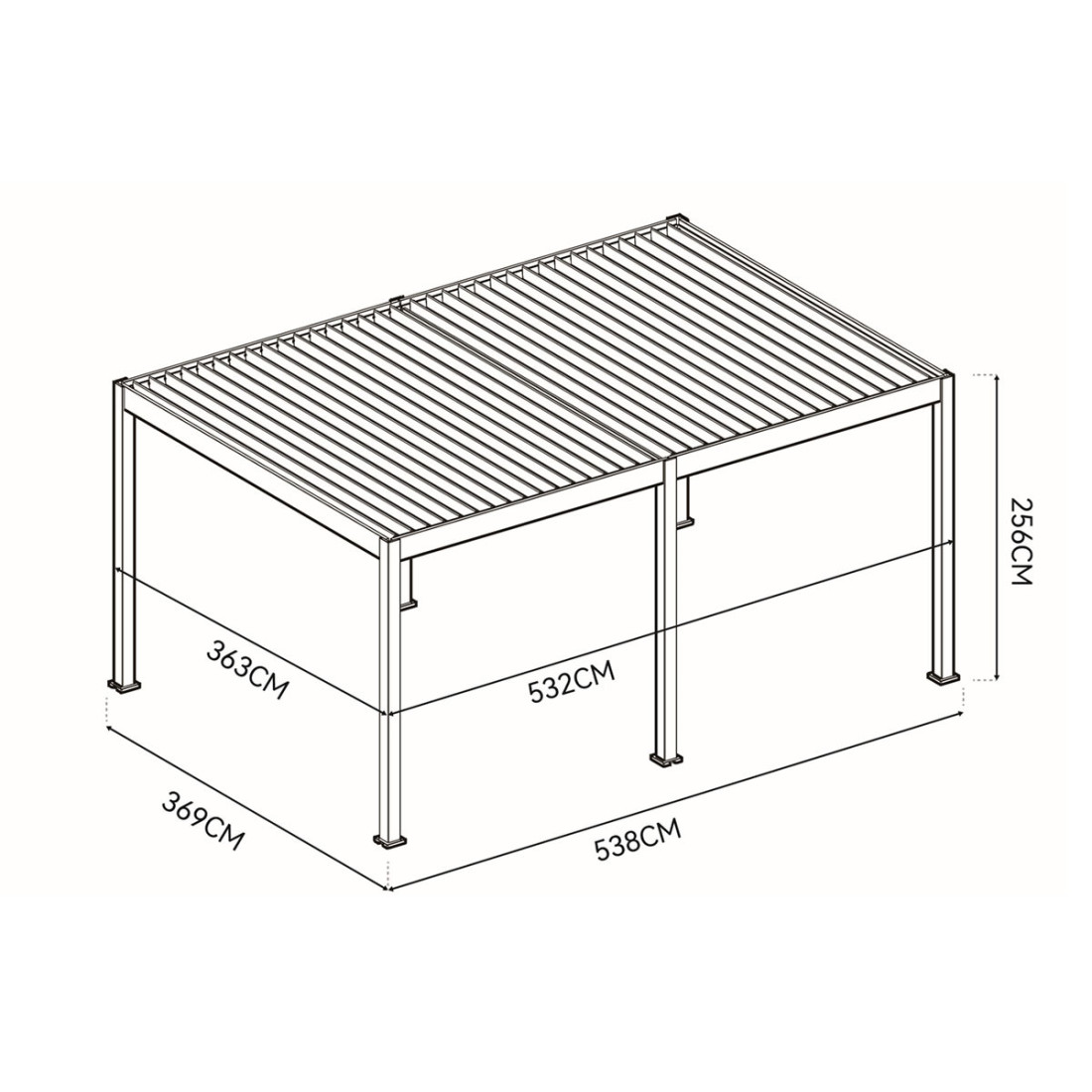 bok antracytowej pergoli na taras deluxe automatic + led