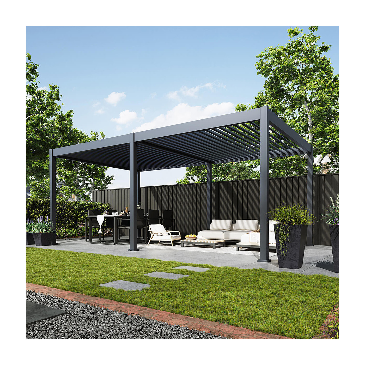 Pergola tarasowa DELUXE Automatic + LED 3,6x6 Anthracite - Gutroof