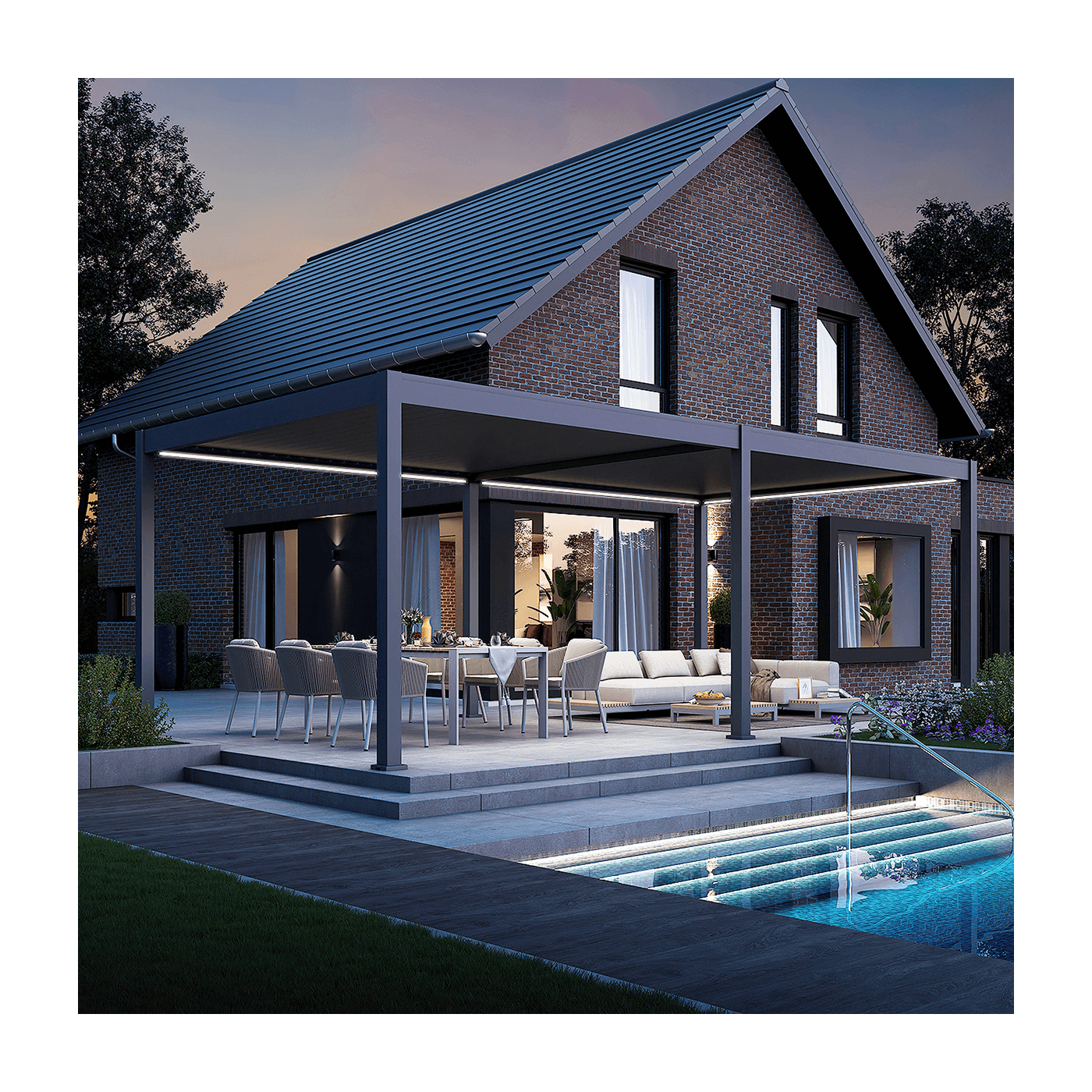 DELUXE AUTOMATIC+LED 3.6x7.2 PERGOLA TARASOWA ANTHRACITE