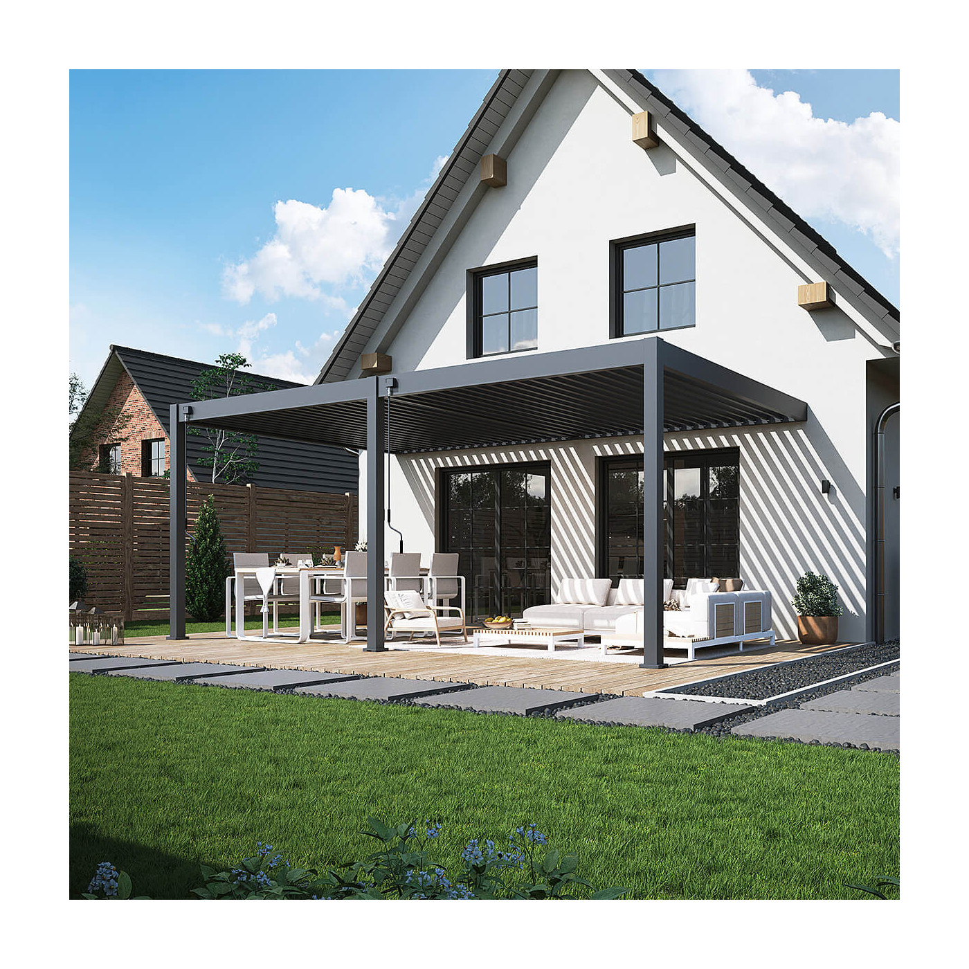 Pergola tarasowa DELUXE WALL 3,6x6 anthracite Gutroof