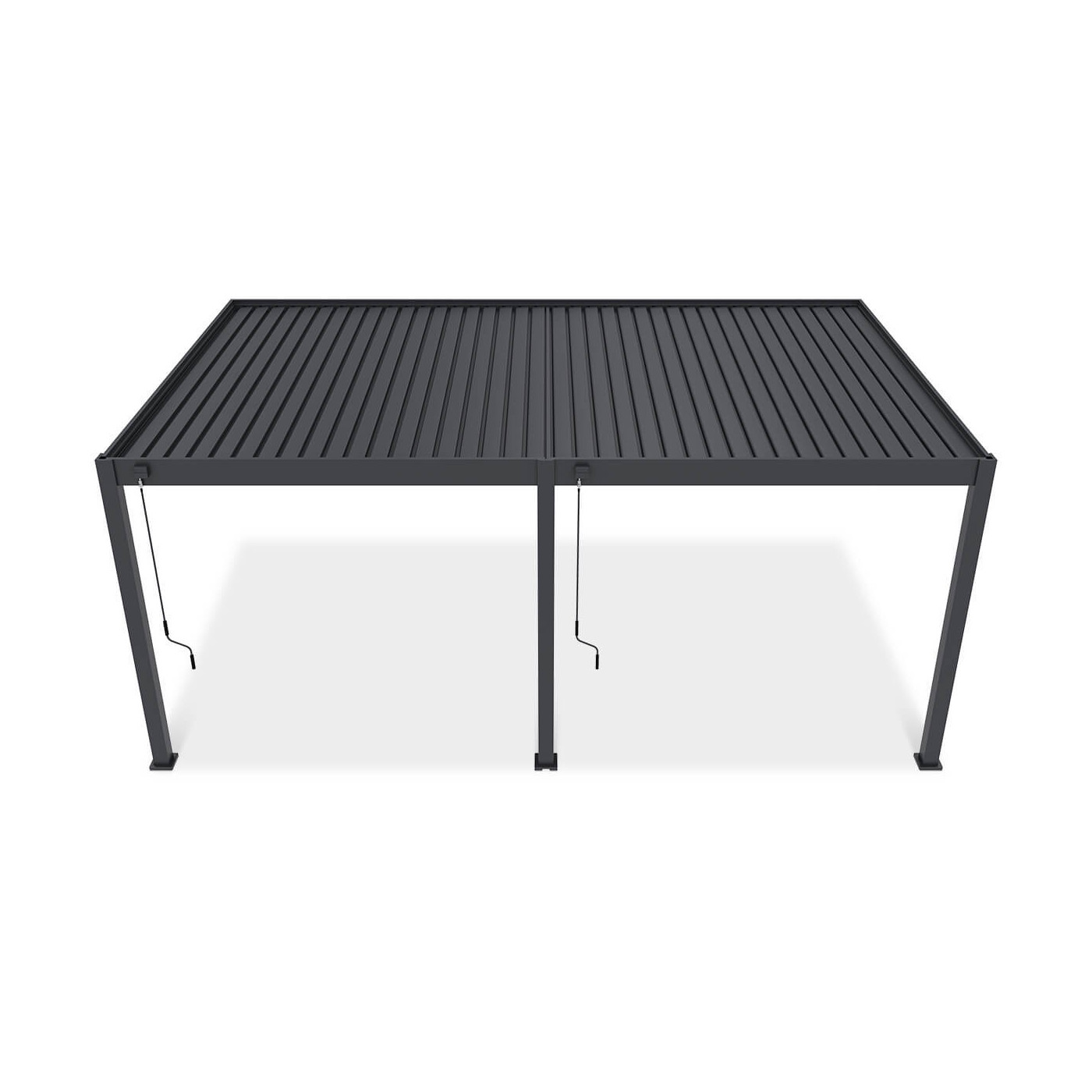 Boczne ujęcie pergoli tarasowej DELUXE WALL 3.6x6, ukazujące detale konstrukcji.