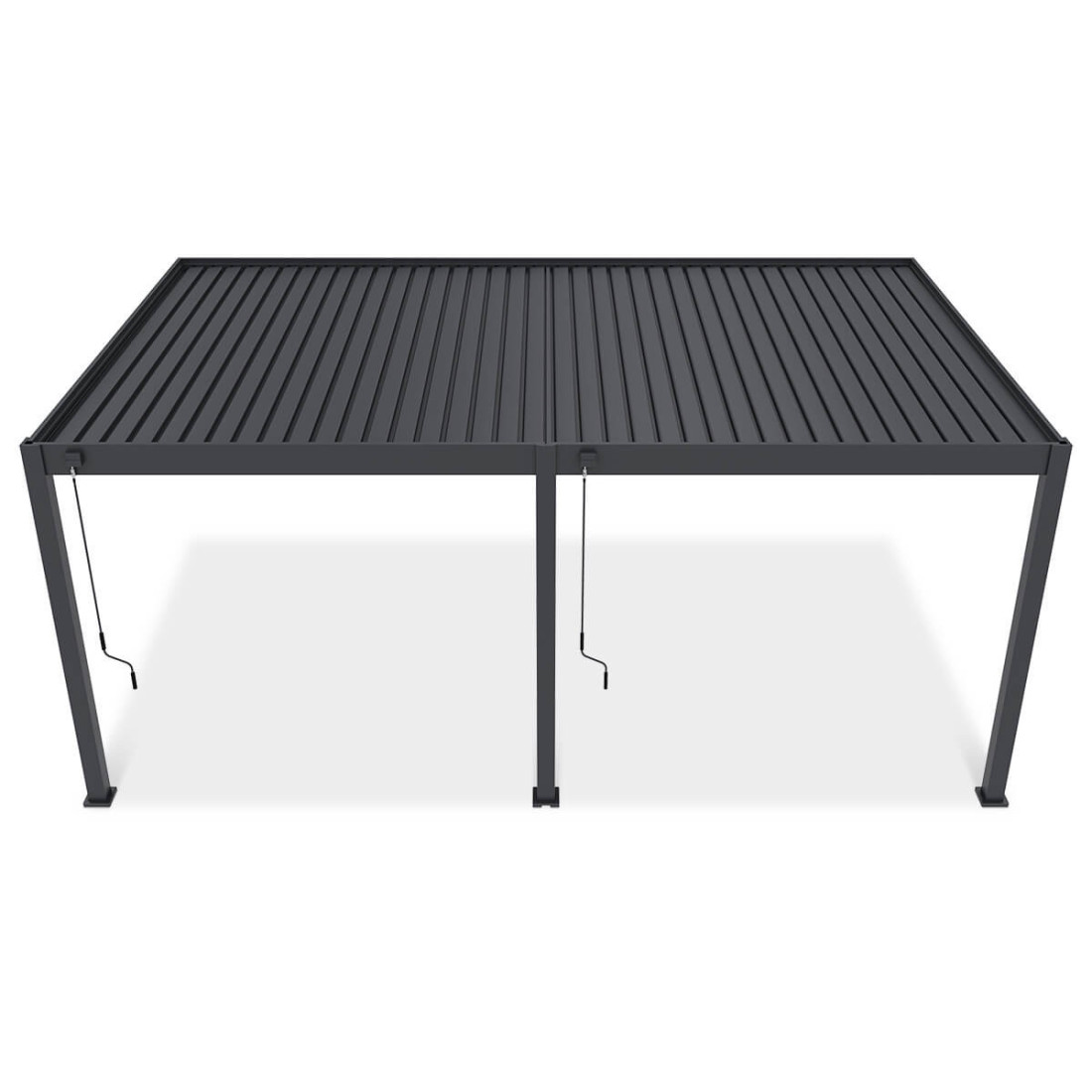 Boczne ujęcie pergoli tarasowej DELUXE WALL 3.6x6, ukazujące detale konstrukcji.