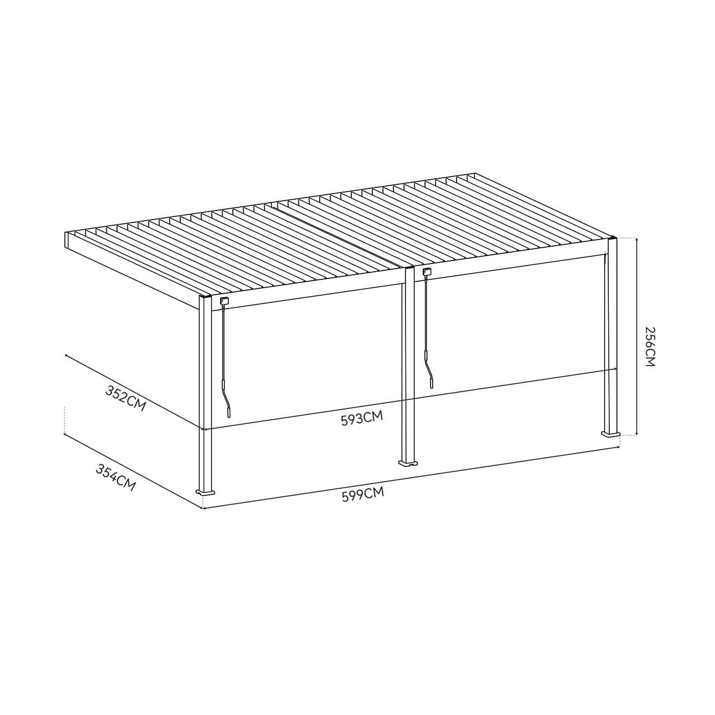 Pergola tarasowa DELUXE WALL 3.6x6 w kolorze antracytowym, widok z góry na białym tle.