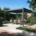 Pergola tarasowa ELEGANCE DUO 3.6x4 w kolorze antracytowym ustawiona w ogrodzie