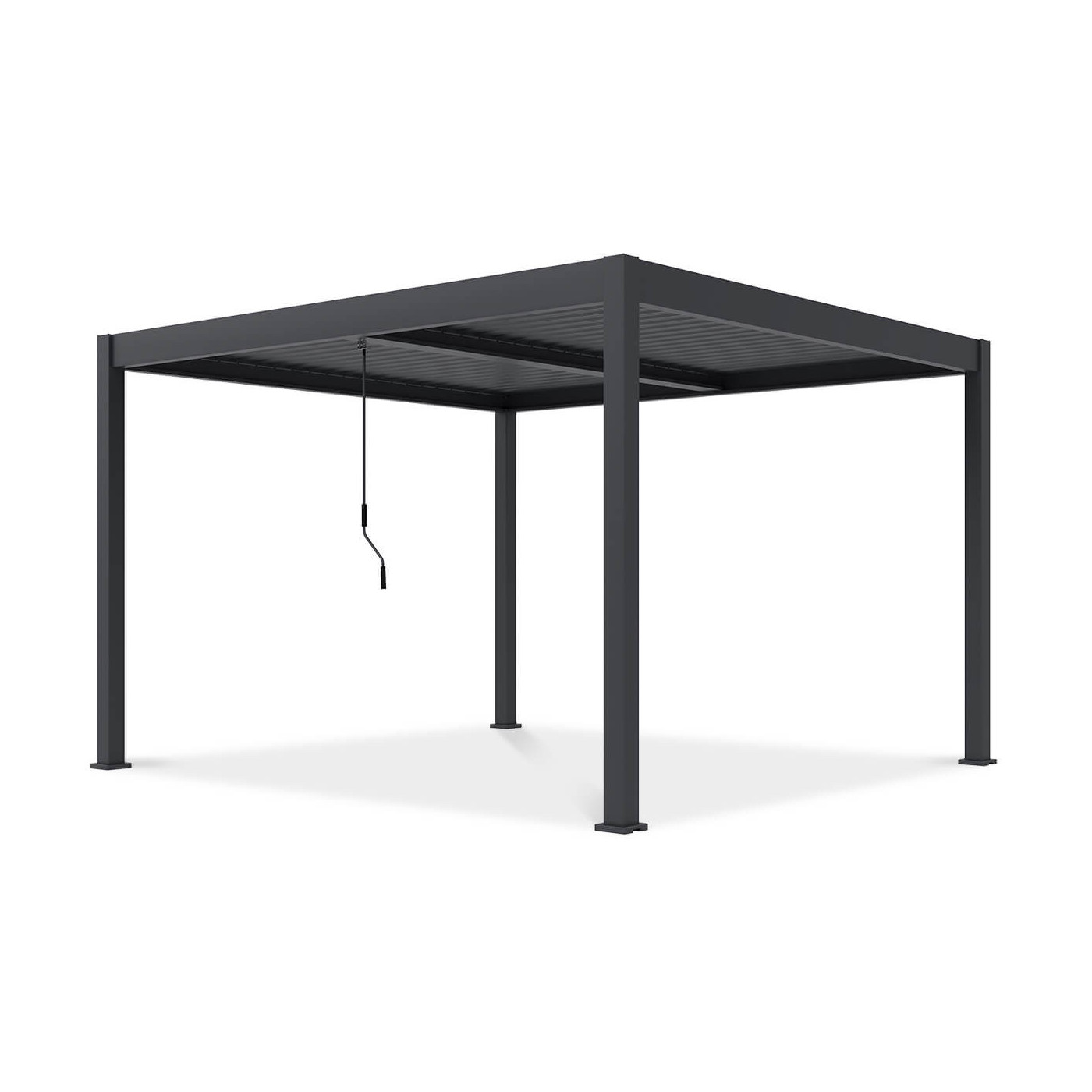 Widok frontowy pergoli tarasowej ELEGANCE DUO 3.6x4 na białym tle.