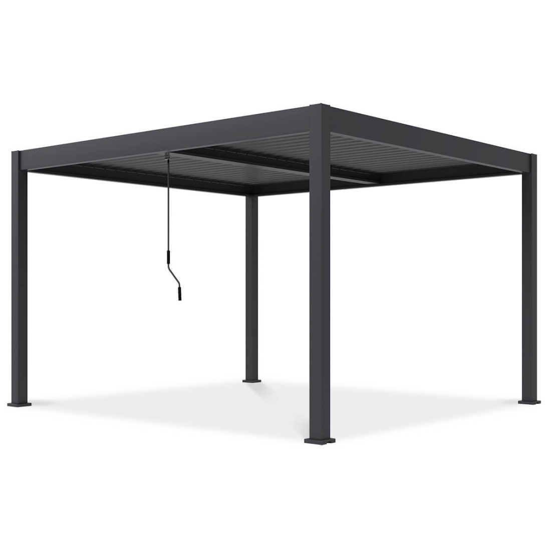 Widok frontowy pergoli tarasowej ELEGANCE DUO 3.6x4 na białym tle.