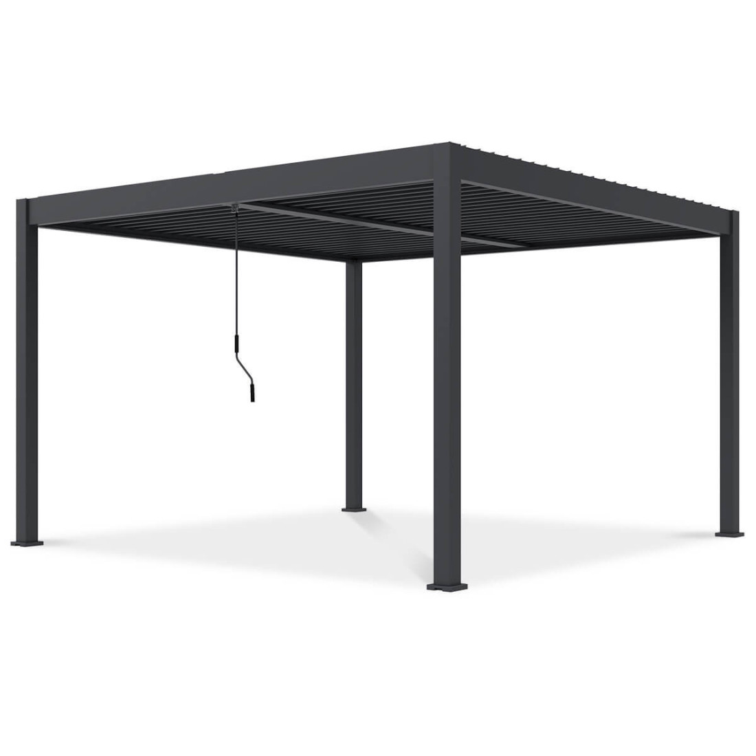 widok przedni pergoli tarasowej Elegance Duo 4x4 w kolorze antracytowym na białym tle