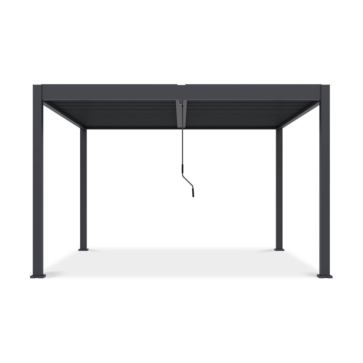 widok boczny pergoli tarasowej Elegance Duo 4x4 w kolorze antracytowym na białym tle