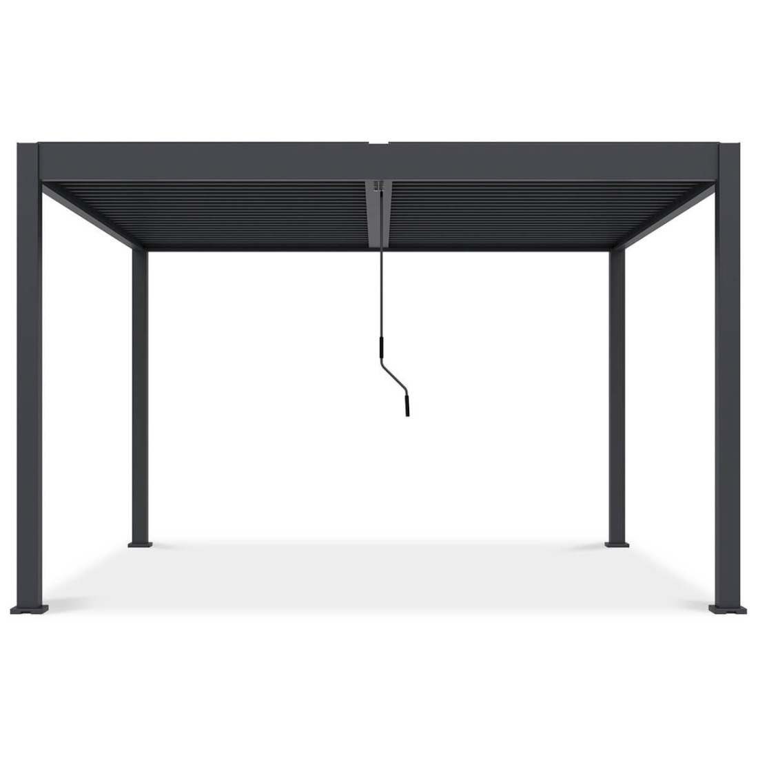 widok boczny pergoli tarasowej Elegance Duo 4x4 w kolorze antracytowym na białym tle
