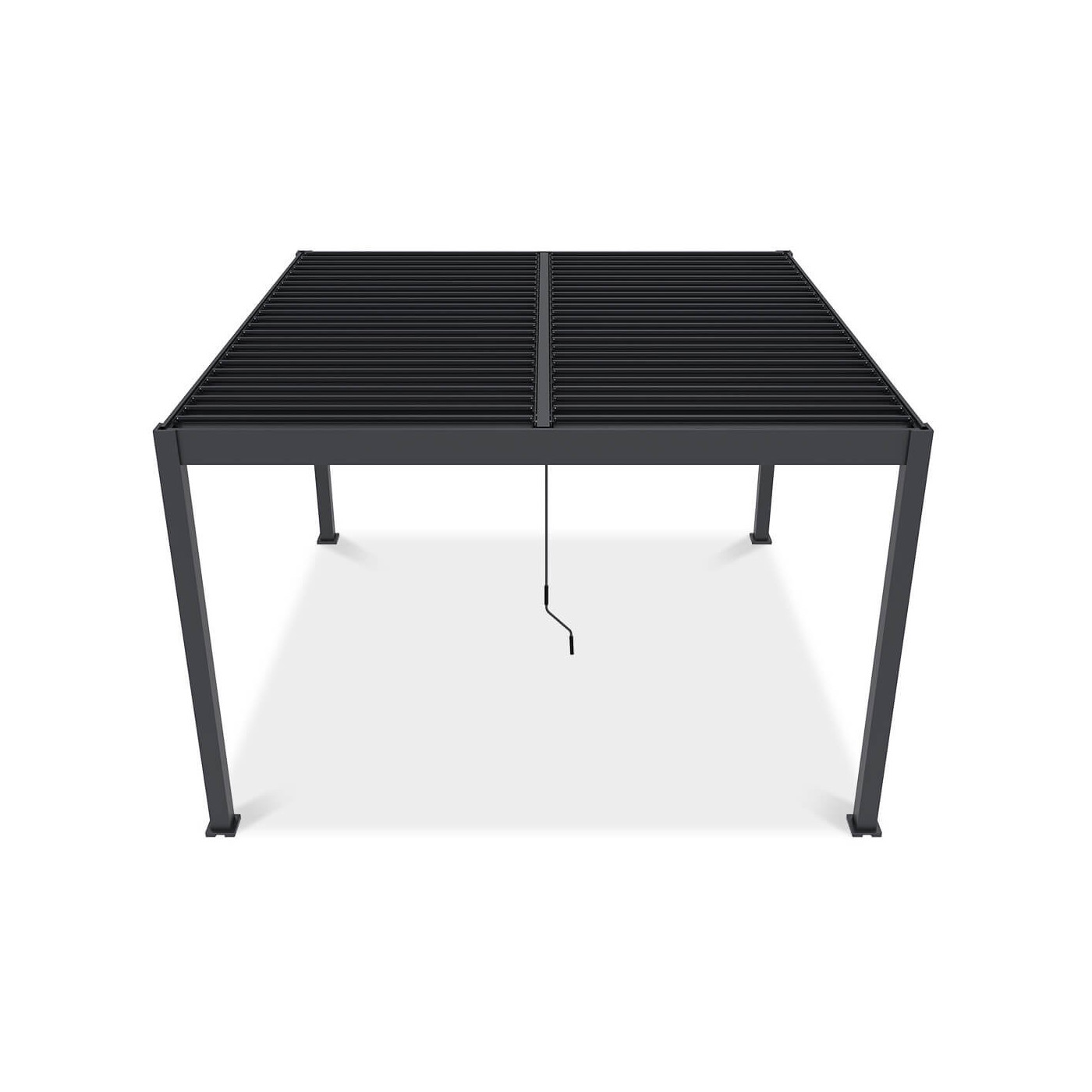 widok tylnej części pergoli tarasowej Elegance Duo 4x4 w kolorze antracytowym na białym tle