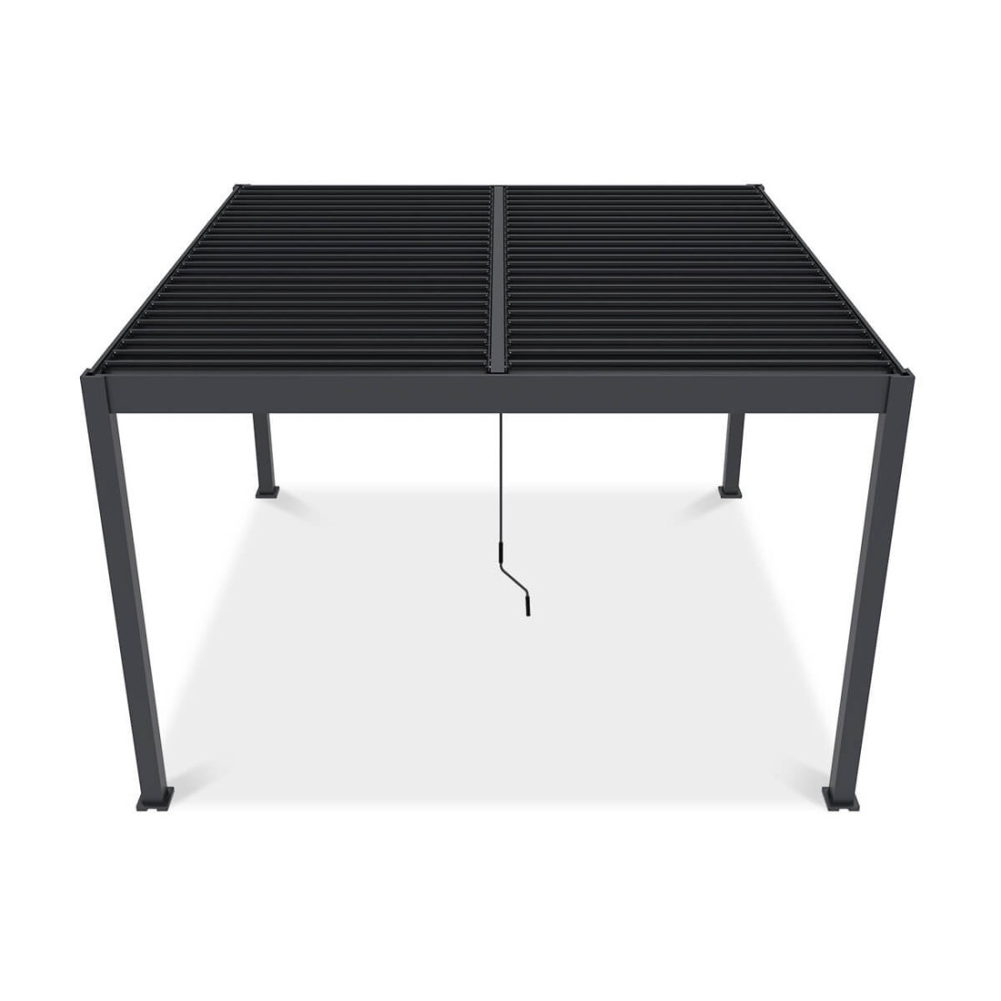 widok tylnej części pergoli tarasowej Elegance Duo 4x4 w kolorze antracytowym na białym tle