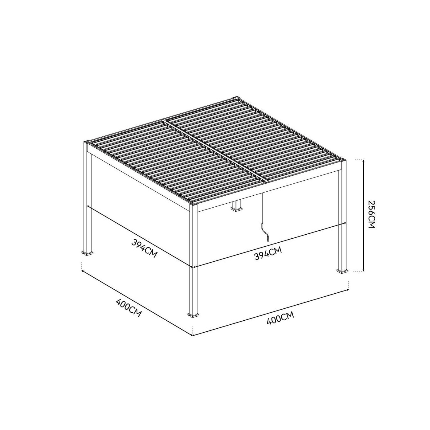 widok z góry pergoli tarasowej Elegance Duo 4x4 w kolorze antracytowym na białym tle.