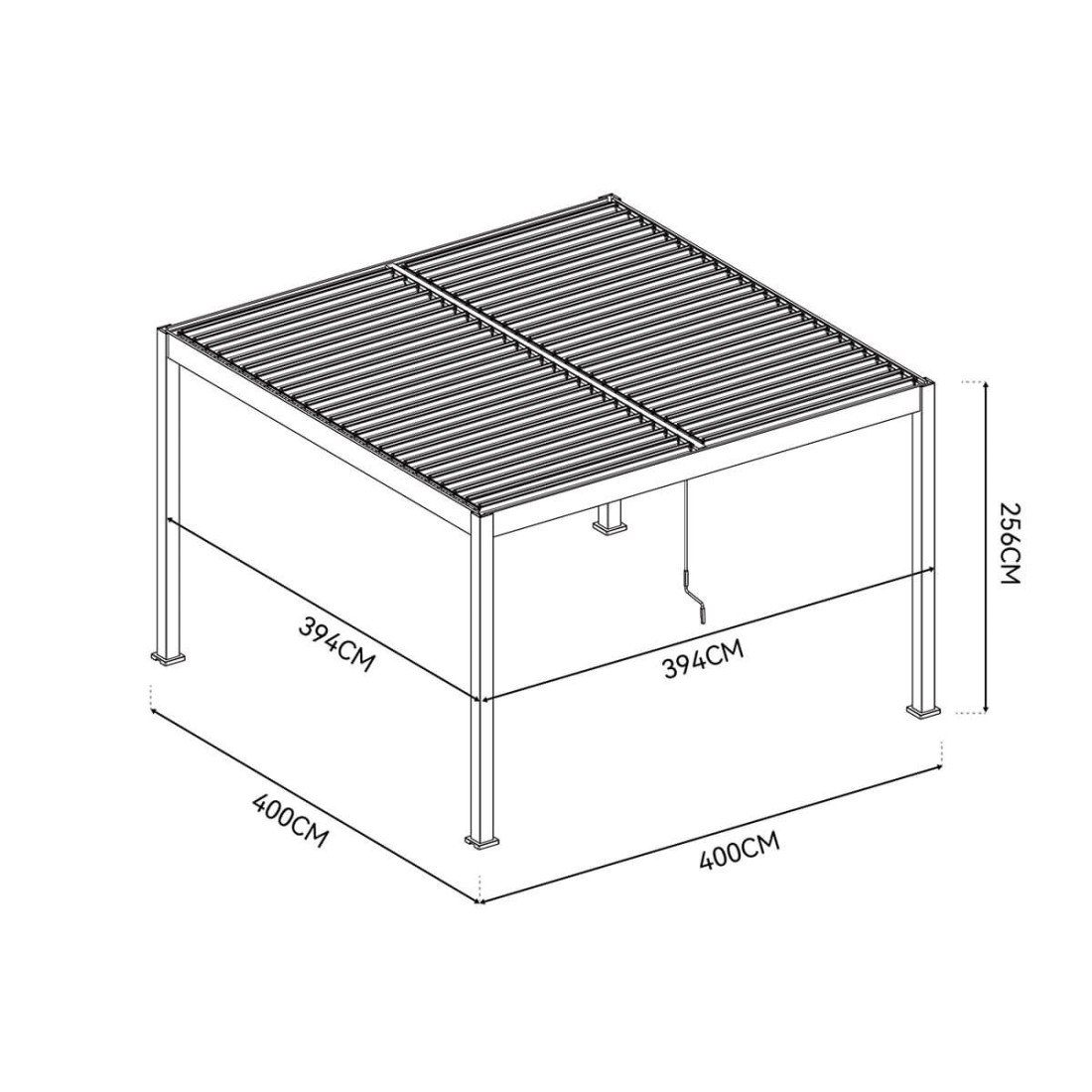 widok z góry pergoli tarasowej Elegance Duo 4x4 w kolorze antracytowym na białym tle.