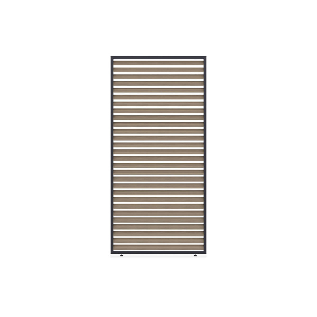 przód panelu żaluzjowego w kolorze woodgrain z czarną ramą