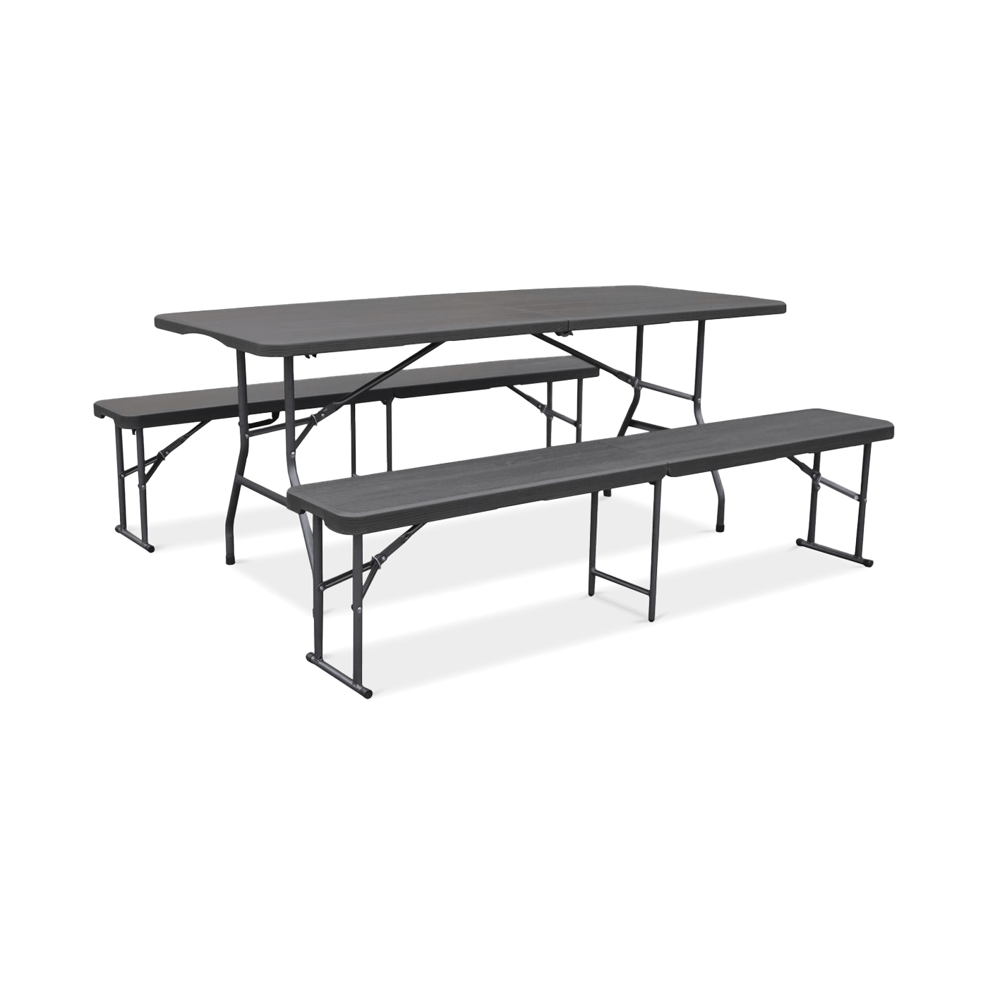 Zestaw CATERINGOWY stół 180cm + 2x ławka Graphite Wood - Focus Garden