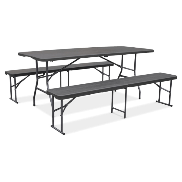 Zestaw CATERINGOWY stół 180cm + 2x ławka Graphite Wood - Focus Garden