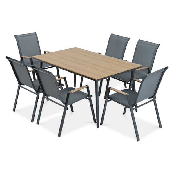 Zestaw mebli jadalnianych Nova Dining 6+1 Dark Grey