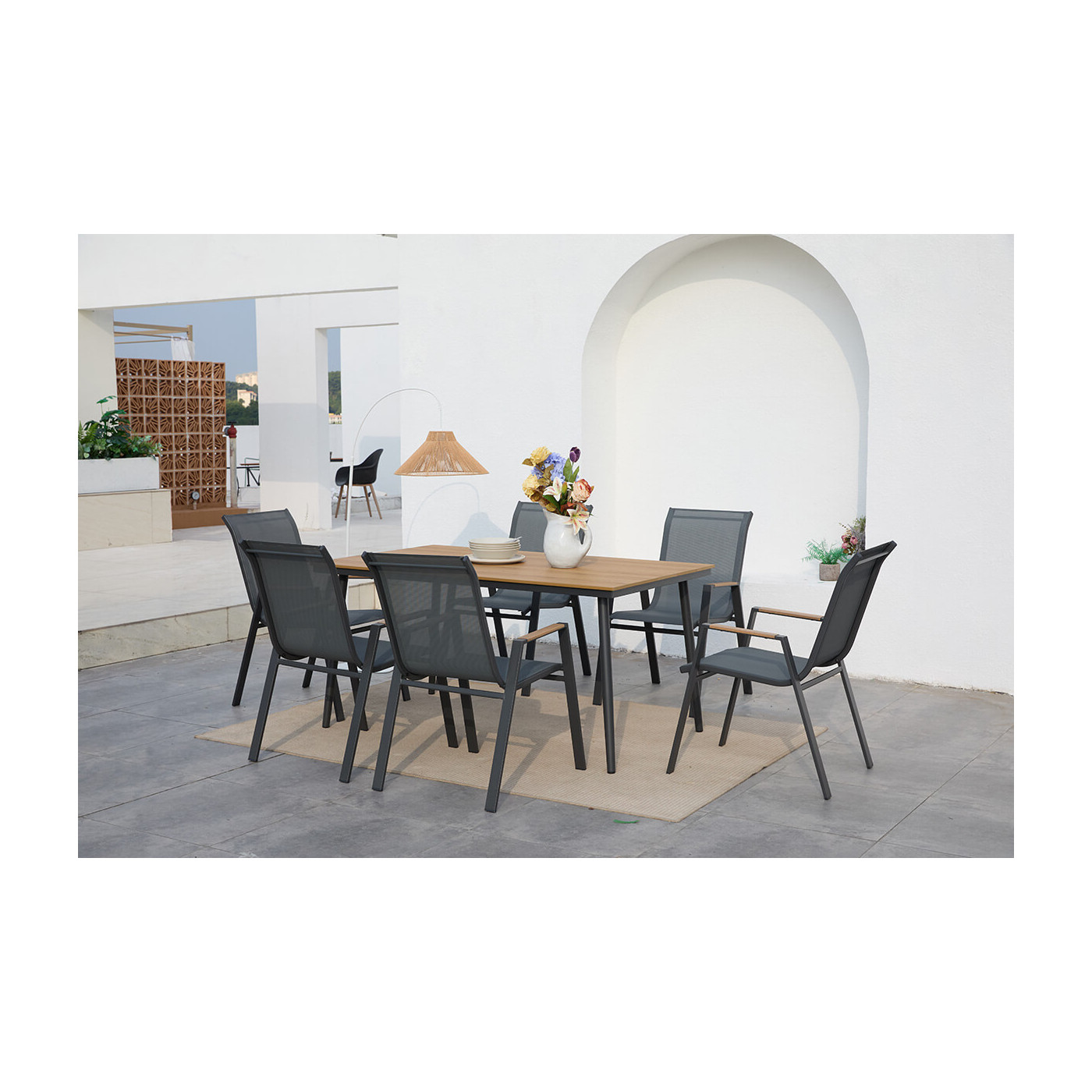 sześcioosobowy zestaw jadalniany nova dining na tarasie