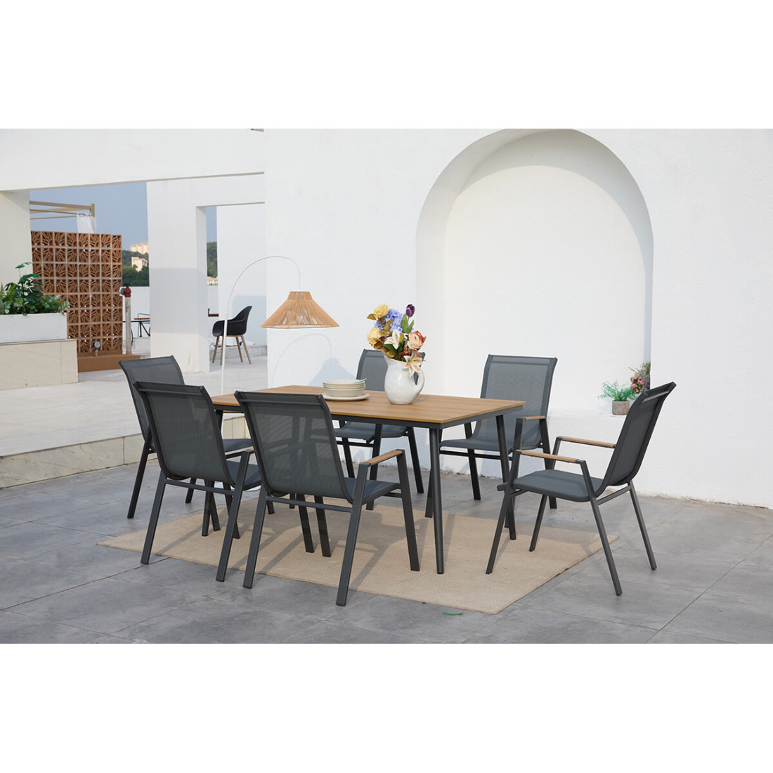 sześcioosobowy zestaw jadalniany nova dining na tarasie