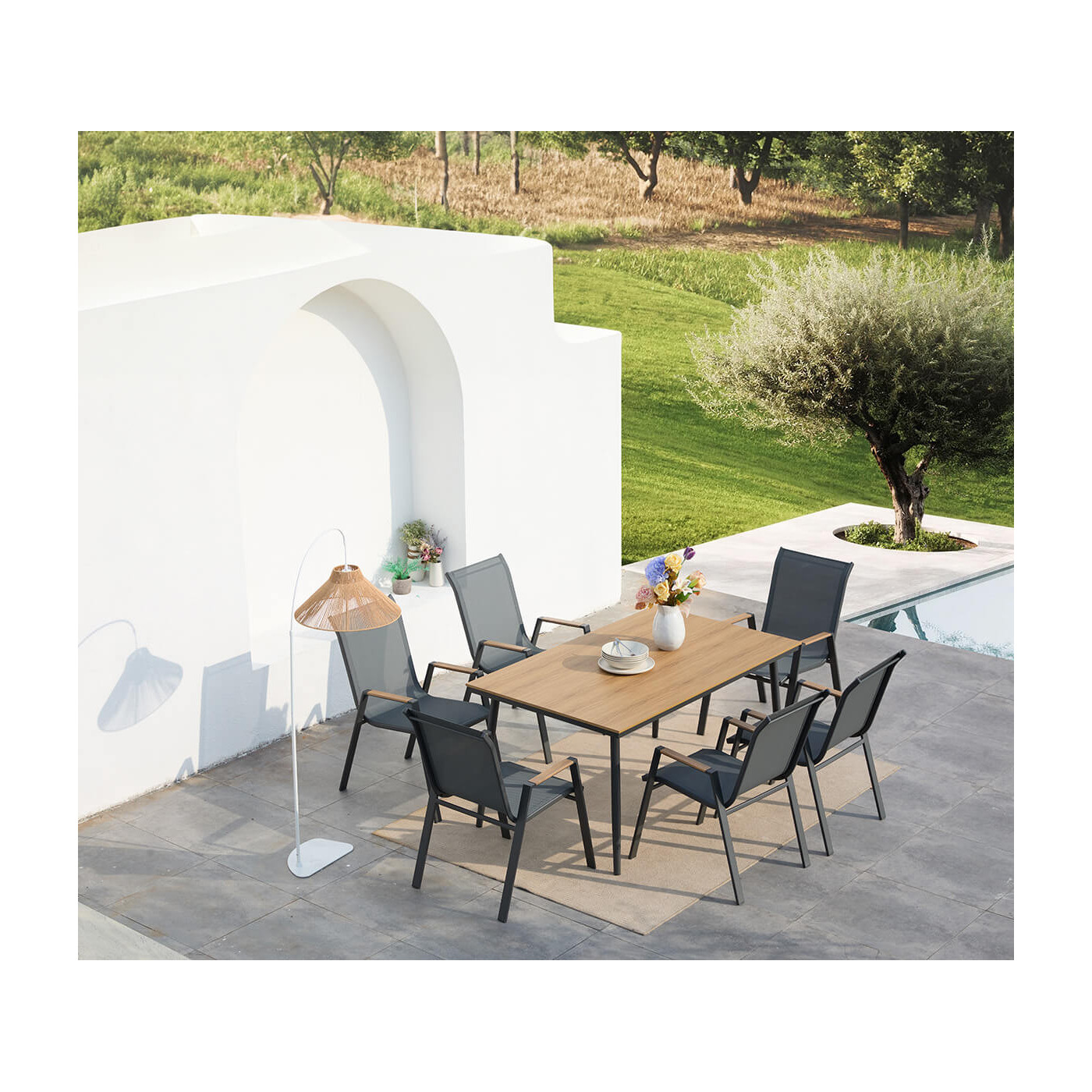 widok z góry na stylowy zestaw jadalniany nova dining