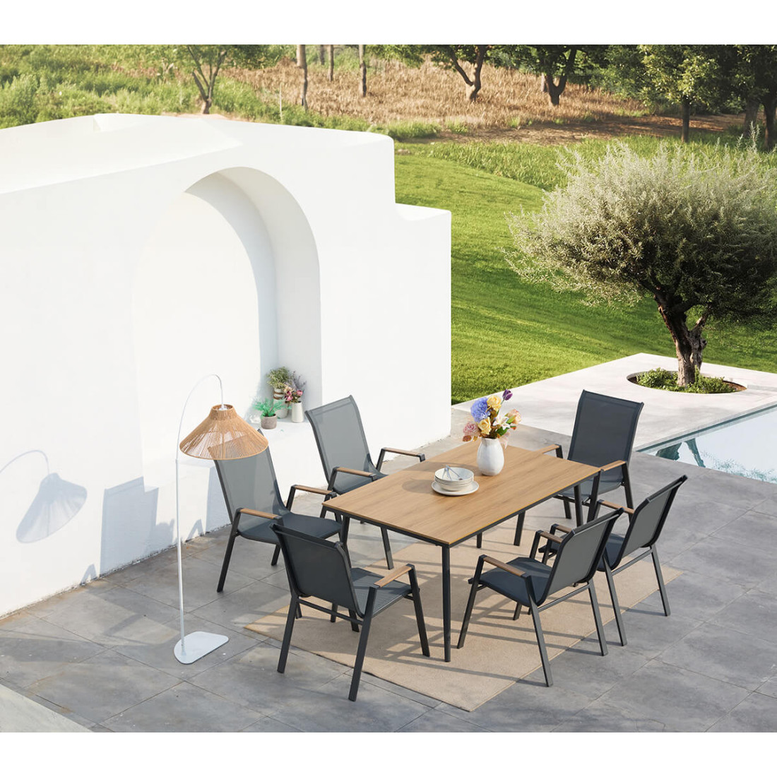 widok z góry na stylowy zestaw jadalniany nova dining