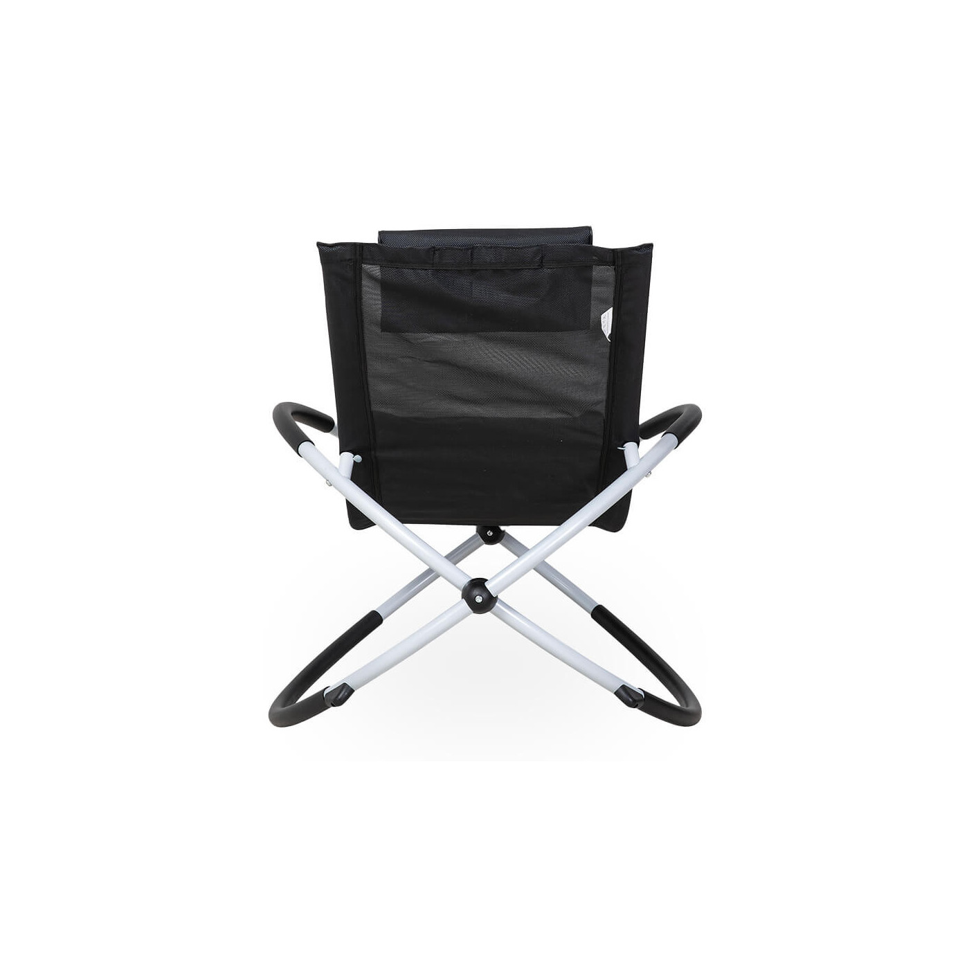 Tyl leżanki galaxy z siedziskiem w kolorze czarnym, stelażem w kolorze srebrnym