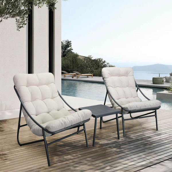 Wizualizacja mebli zewnętrznych Casper w naturalnym kolorze na tarasie