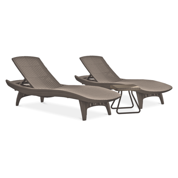 PACIFIC 2x DECK CHAIR + CAPPUCCINO TABLE