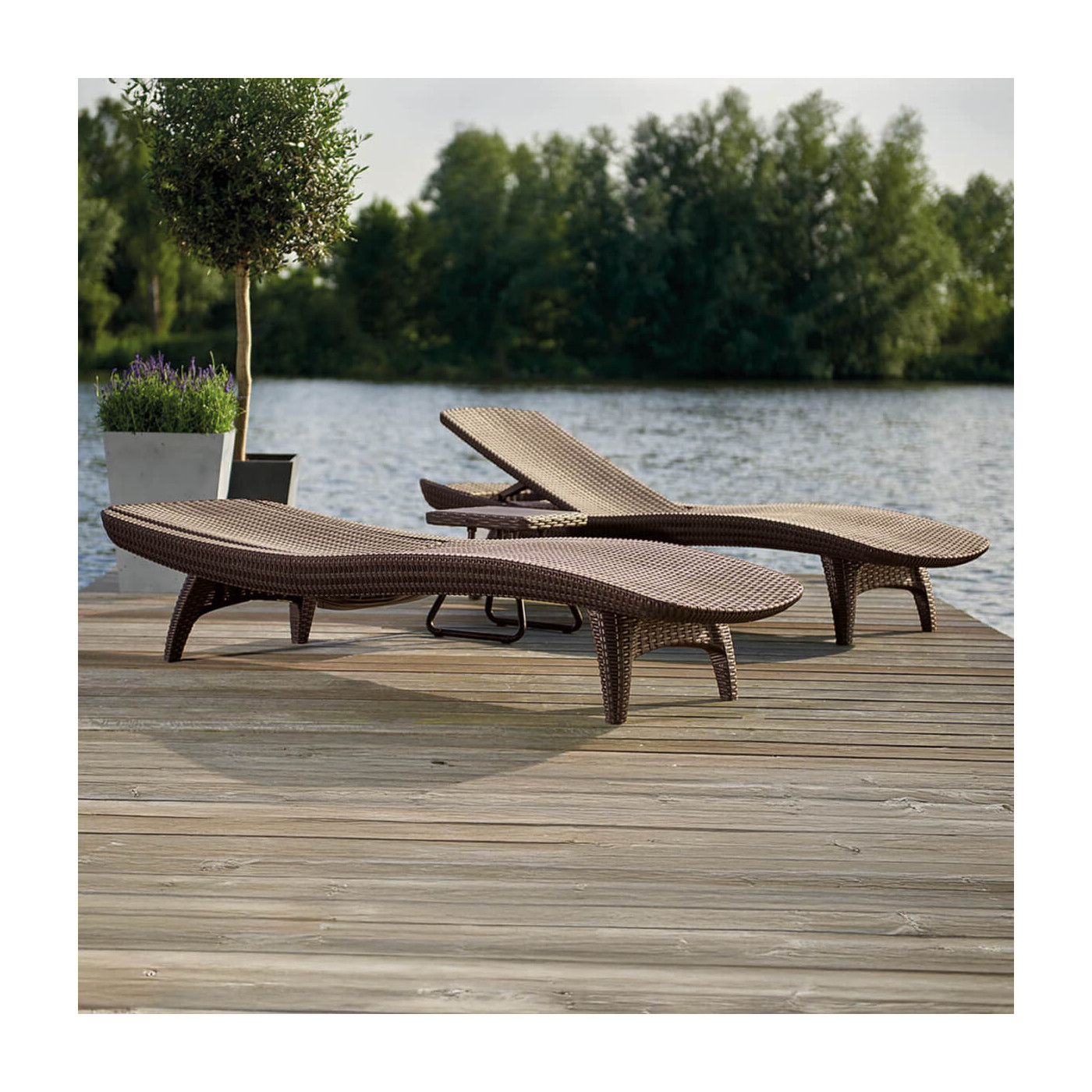 PACIFIC 2x DECK CHAIR + CAPPUCCINO TABLE