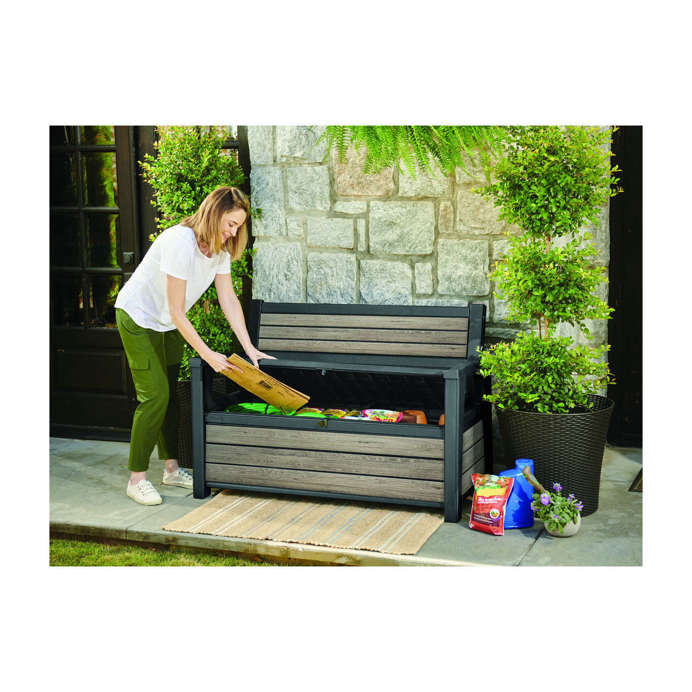DECO GARDEN 227L BENCH/BOX ASHWOOD