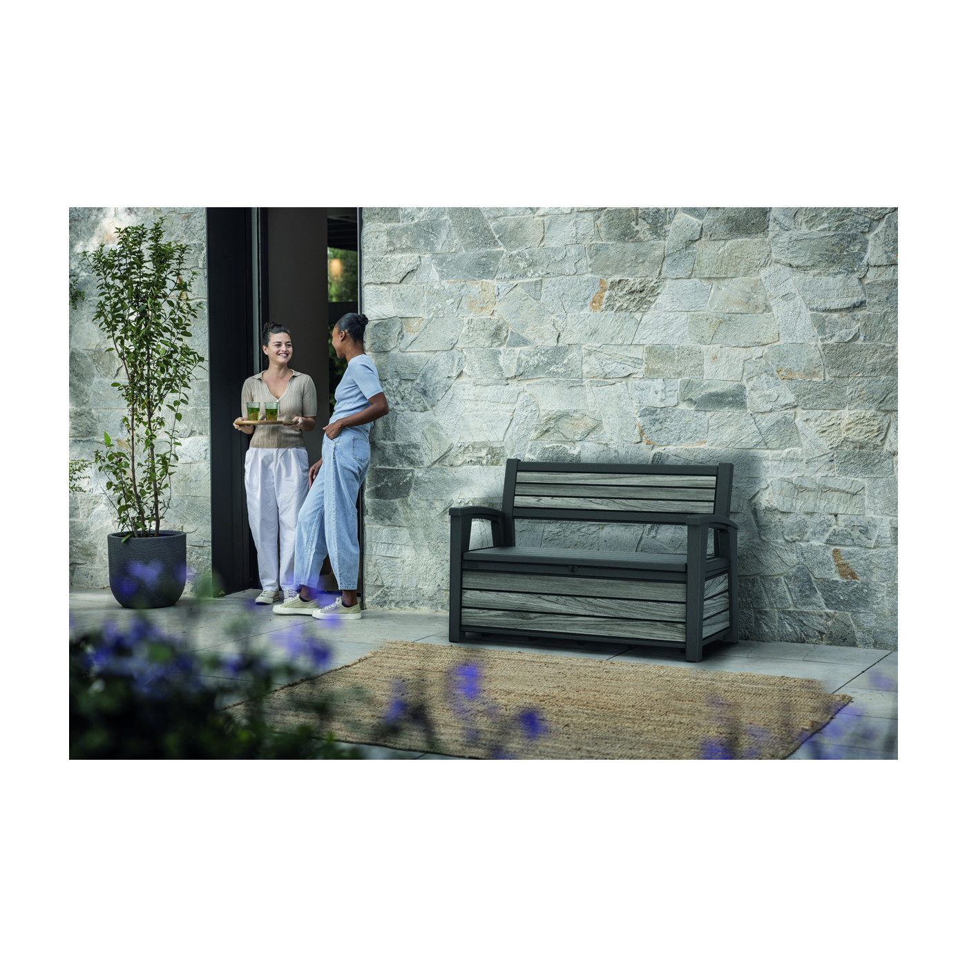 DECO GARDEN 227L BENCH/BOX STORM GREY