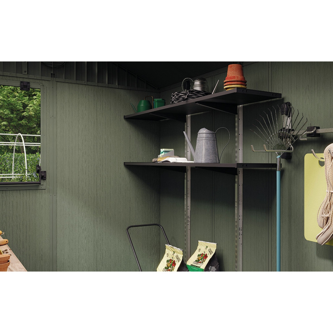 mechanizm zamykania i otwierania okna uchylnego w domku potting shed