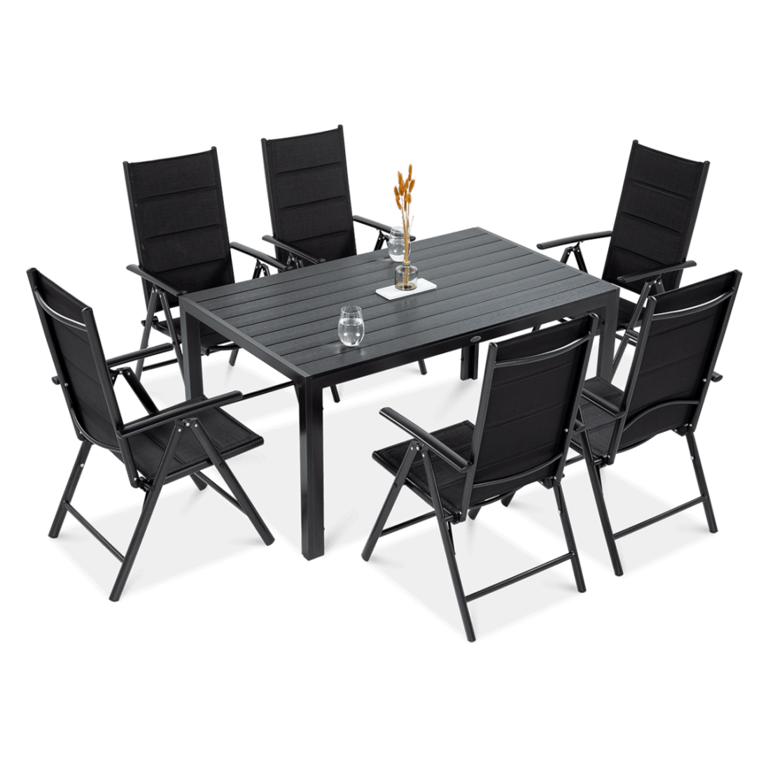 Zestaw szarych mebli do ogrodu