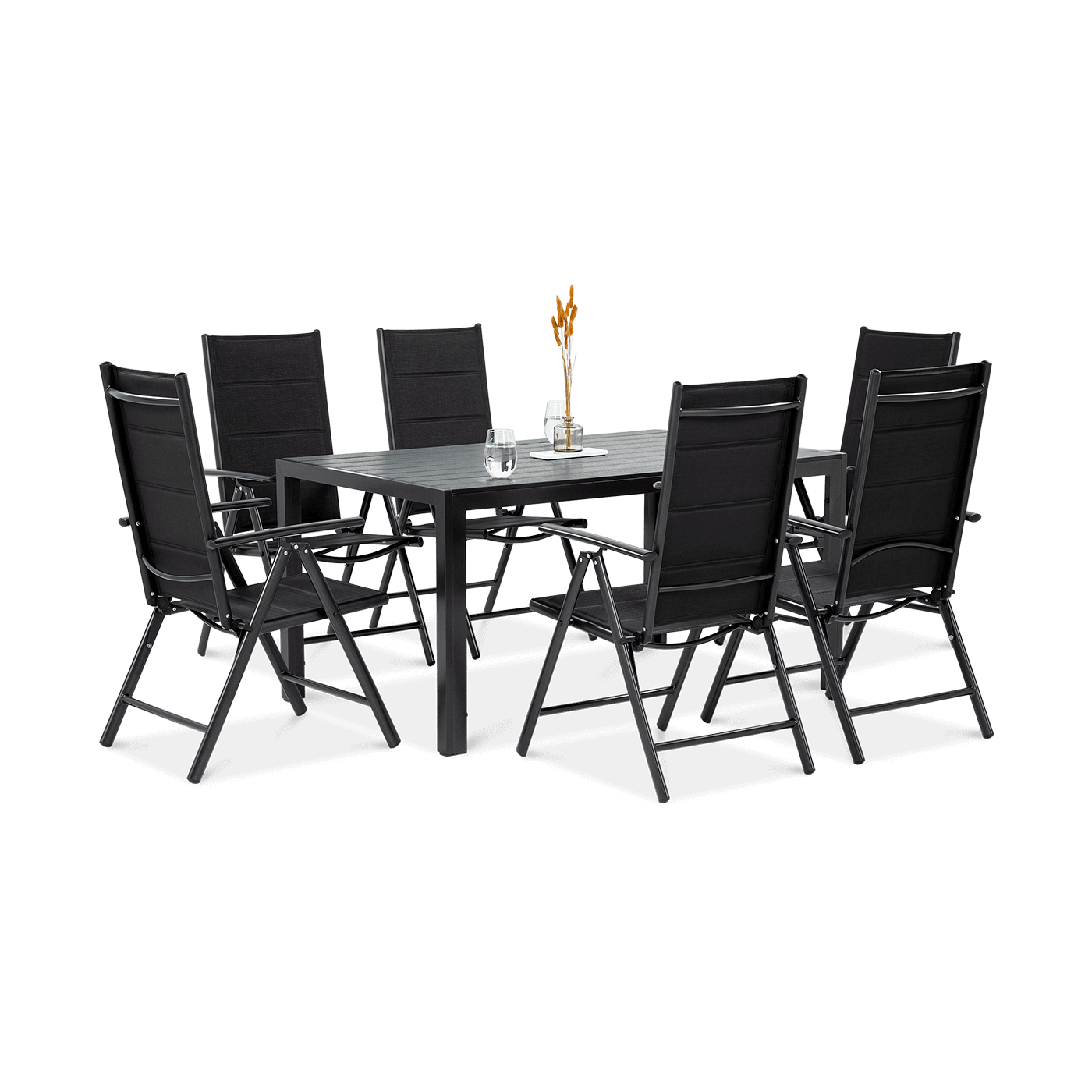 Zestaw szarych mebli jadalnianych do ogrodu